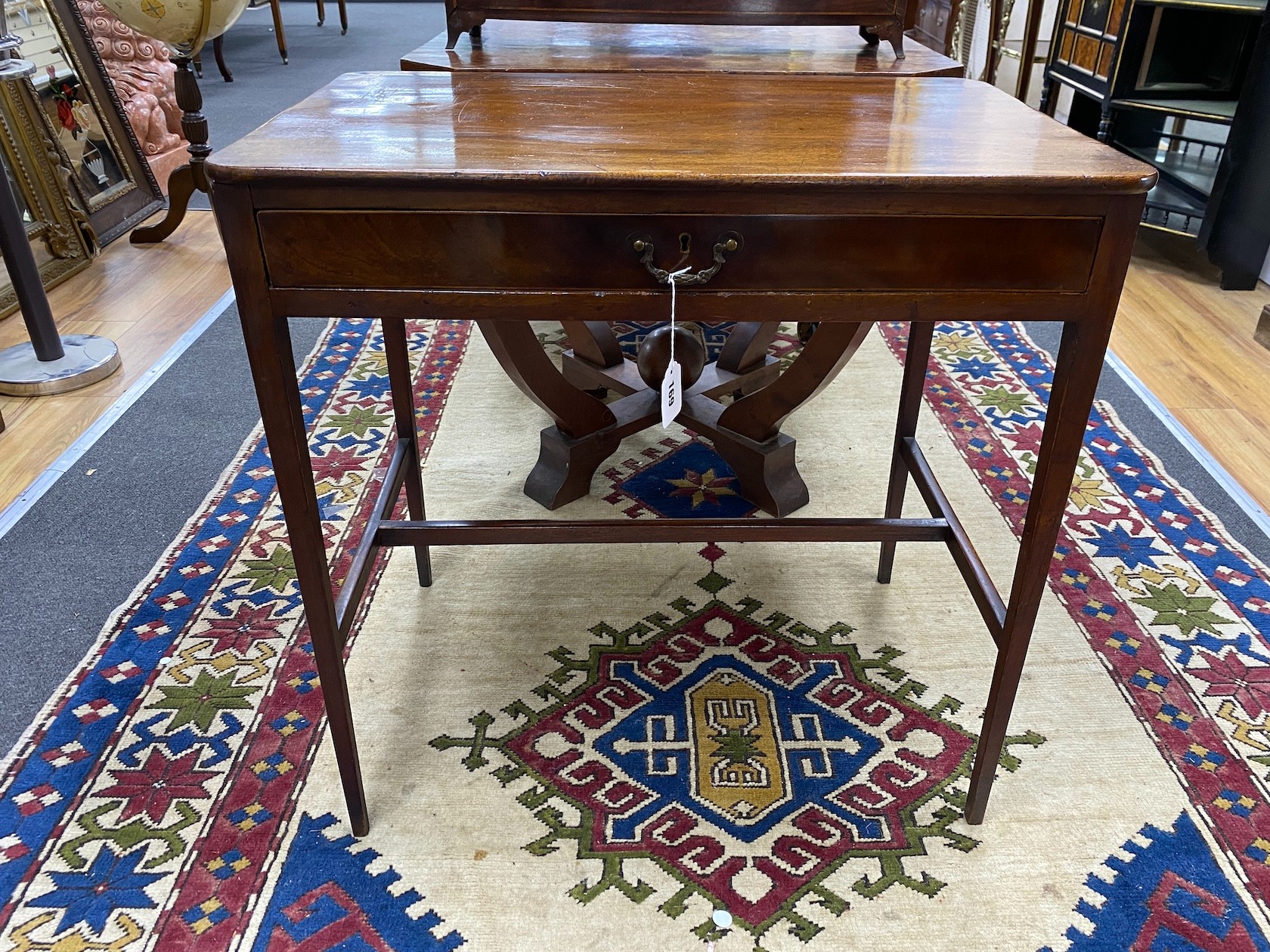 A George III mahogany side table fitted drawer width 71cm, depth 46cm, height 70cm.